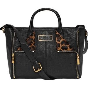 Alexander McQueen De Manta black leather and genuine calf hair tote bag